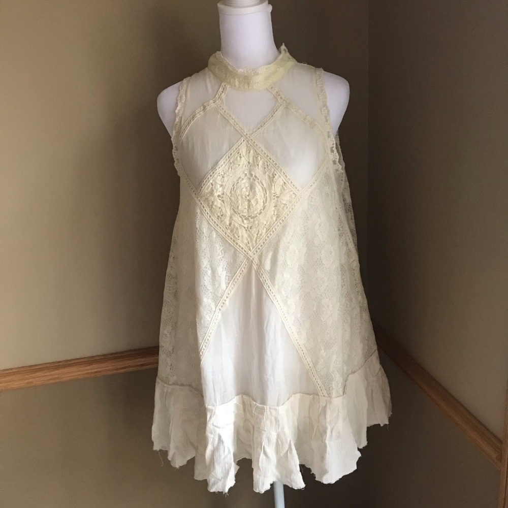 Free People Angel Lace Cut-Out Back Dress Ivory XS - Picture 6 of 13